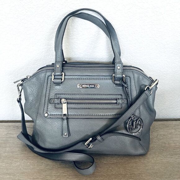 Michael Kors Gray Satchel Shoulder Bag Purse - Picture 1 of 16